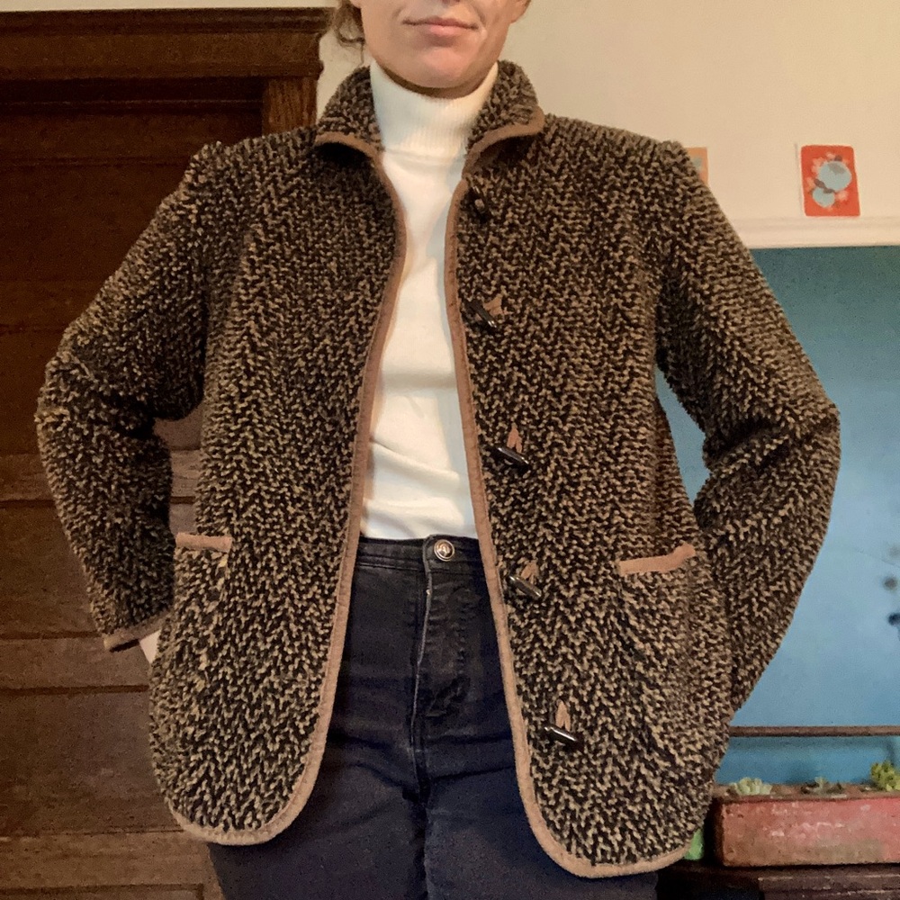 Vintage Orvis fuzzy brown and black coat